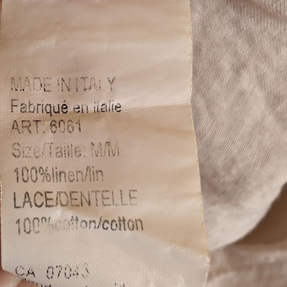 Elena Baldi Beige Linen Embroidered V-Neck Tiered‎ Sleeveless Midi Dress Size M - Picture 7 of 7